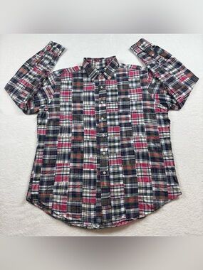 VTG Ralph Lauren classic fit patchwork shirt men’s L plaid multicolor button up